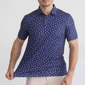Polo à manches courtes imprimé pour homme, coupe classique, décontracté, 100% coton popeline respirant, motif imprimé, vente en gros, 100% polyester - Product Image 4