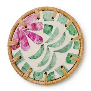 Reusable Rattan Woven Mat Mother of Pearl Inlay Vietnam Handmade <b>Placemat</b> for Vegan Lifestyle - Product Image 2