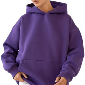 Sudadera con Capucha Morada Sólida, Unisex, Informal, de Manga Larga - Product Image 2