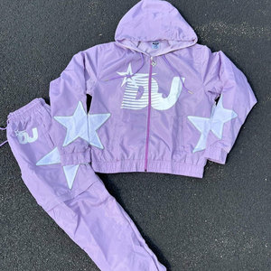 ชุดเสื้อแจ็คเก็ตมีฮู้ดคอกลมและกางเกงขาสั้นสำหรับผู้ชาย BIG TEN APPAREL ผ้าถักโพลีเอสเตอร์/ไนลอน ระบายอากาศได้ดี เหมาะสำหรับใส่ในฤดูร้อน สไตล์สตรีทแวร์ - Product Image 4