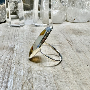 Anillo dendrítico de ágata Montana, joyería de plata esterlina de ágata con bandas naturales, anillo de banda de plata 925 - Product Image 6