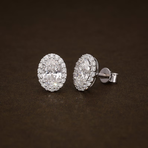 Pendientes de Diamantes de Laboratorio de Primera Calidad con Halo Ovalado, 2.25 Quilates de Peso Total, Diamantes Solitarios Certificados por IGI, Joyería para Mujer - Product Image 1