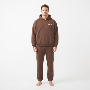 Survêtement personnalisé de qualité supérieure pour hommes, ensemble sweat à capuche et pantalon de jogging à fermeture éclair intégrale, haute qualité - Product Image 1