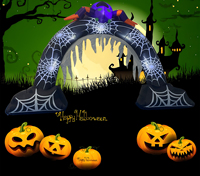 Arche gonflable d'Halloween en forme d'araignée avec lumières LED, en polyester, pour usage extérieur (environ) 417 cm