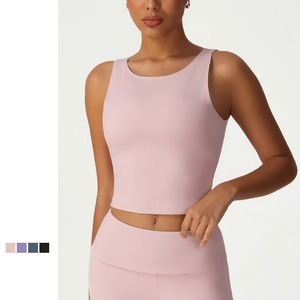 Women Sleeveless Built-in Bra O-Neck Racerback Padded Knitted Breathable Anti-Pilling Casual Eco-Friendly <b>Viscose</b> Tank <b>Top</b> - Product Image 5
