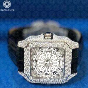 Charm Jewells Reloj cuadrado de acero inoxidable de lujo para mujer, correa de cuero analógica de cuarzo, hebilla de cristal de zafiro, 20mm - Product Image 5