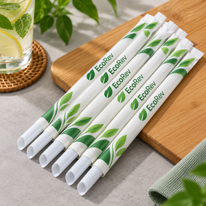 <b>Biodegradable</b> <b>Paper</b> Straws 200mm 8mm Inner Diameter Minimalist Style for Giveaways - Product Image 1