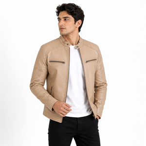Veste en cuir décontractée pour homme avec coutures robustes, doublure douce, poches pratiques et finition soignée, idéale pour les matins et les soirées fraîches. - Product Image 5