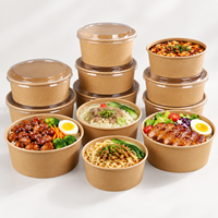 Assiettes et bols en papier de riz jetables personnalisés de 30 oz et 32 oz, grands contenants d'emballage alimentaire de qualité alimentaire pour la restauration à emporter