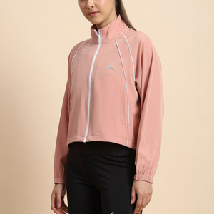 เสื้อโค้ทวิ่งออกกำลังกายสำหรับผู้หญิง แขนยาว คอตั้ง ซิปหน้า ระบายอากาศ กันลม สีพื้น ผ้ายืด/ไนลอน 140 กรัม - Product Image 5