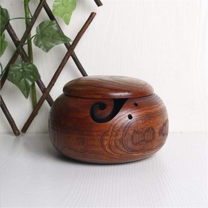 Wholesale Handmade Wooden Yarn Bowl with Lid Eco Friendly Round Wood Knitting Bowl Yarn Holder Storage for Crochet Yarn Bowl - Product Image 2