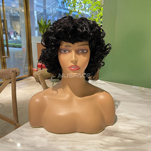 Parrucche per capelli umani Bob ricci corti Afro Color pianoforte parrucca piena fatta a macchina <span class=keywords><strong>con</strong></span> Base Remy brasiliana <span class=keywords><strong>con</strong></span> frangia - Product Image 5