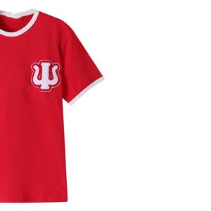 Camisetas B2B personalizadas con letras bordadas en chenilla, 100% algodón, transpirables, de manga corta, corte regular para hombre, estilo griego. - Product Image 4