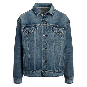 Veste en jean d'hiver pour homme, prix de gros, haute qualité, col rabattu, logo frontal, respirante, écologique, 100% coton, décontractée - Product Image 1