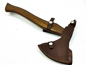Forged Steel Tomahawk <b>Axe</b> With Wood <b>Handle</b> Survival Hatchet Custom Damascus Blade Design - Product Image 5