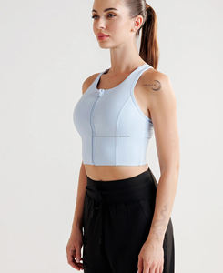 Soutien-gorge de sport pour femme à maintien moyen, écologique, respirant, séchage rapide, en Spandex/Nylon, avec fermeture éclair frontale - Product Image 1