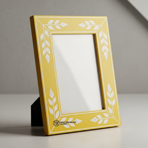 Cadre décoratif rectangulaire en os incrusté de motifs floraux, cadre photo artistique en os incrusté pour les intérieurs modernes - Product Image 2