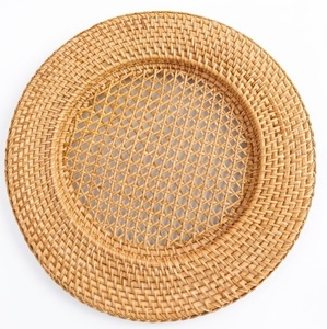 Sous-plat rond en rotin naturel tressé à la main, moderne, écologique, léger, diamètre 350 mm - Product Image 1