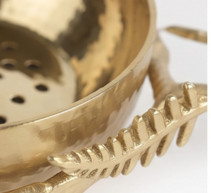 Elegante tazón decorativo dorado con diseño de hojas y ramas, metal pulido, hecho a mano, vajilla glamorosa para regalo, decoración de lujo para el hogar. - Product Image 2