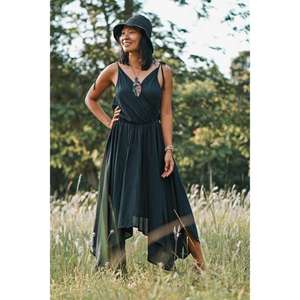 Vestido Maxi Boho Personalizado para Mujer, Color a Elección, Manga Larga, Dobladillo Asimétrico, Cintura Natural, Lavable, 100% Algodón, Ropa Casual de Verano para Vacaciones - Product Image 1