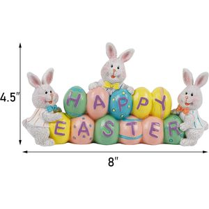 ตุ๊กตากระต่ายเรซิ่นเพ้นท์มือ ของตกแต่งอีสเตอร์สำหรับบ้าน สำนักงาน และงานเลี้ยง ของประดับตกแต่งโต๊ะกลาง ของตกแต่งรูปไข่ - Product Image 5