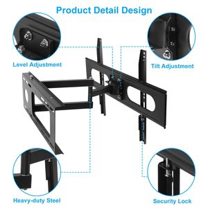 Soporte de Pared para TV con Movimiento Completo, Inclinación y Giro, Compatible con Televisores de 37-70 Pulgadas, VESA hasta 600x400 mm, Soporte de Pared Máximo para Televisores de 37-70 Pulgadas - Product Image 2