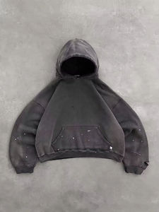 Nouveau sweat à capuche épais vierge pour hommes, personnalisable, effet délavé, épaules tombantes, coupe oversize, zippé, style streetwear - Product Image 3