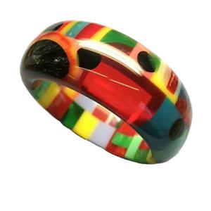 Joyería de resina, pulsera acrílica de resina, brazalete exagerado, deslumbrante, Multicolor, ancho, Irregular, cuadrado, pulseras acrílicas para mujer - Product Image 1