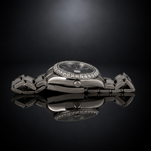 Custom Limited Edition Factory Wholesale Mens <b>Watch</b> Steel <b>Case</b> Diamond Bezel Black Surface Stainless Steel Link Automatic New - Product Image 4