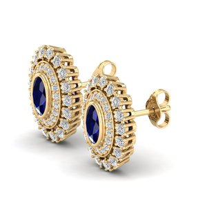 REYES High Quality 925 Sterling <b>Silver</b> Blue Sapphire Gemstone with Moissanite Screw <b>Back</b> Stud <b>Earrings</b> For Women Luxury Jewelry - Product Image 2