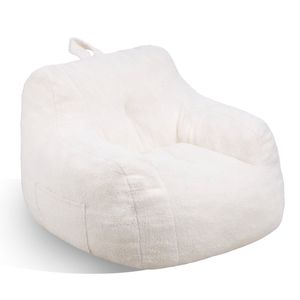 Poltrona Sacco da 3 Piedi con Rivestimento in Morbido Velluto Teddy e Imbottitura in Memory Foam 25D, con Braccioli Morbidi e Tasca Portaoggetti - Product Image 1