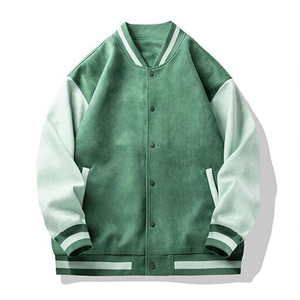 New Wool Varsity Letterman College <b>Jacket</b> <b>White</b> Sleeves Winter High Street Stand Collar Breathable Front Low - Product Image 5