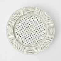 Assiette rustique en rotin, artisanale du Vietnam, assiette de présentation ronde, plateau de service, décoration de table en rotin naturel tissé, 33 cm