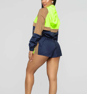 Conjunto de 2 piezas personalizado 2025: Chaqueta corta y pantalón corto de moda para mujer con bloques de color - Product Image 6