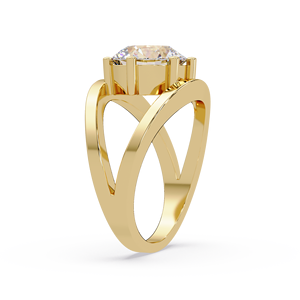 Bague de fiançailles solitaire à tige fendue avec diamant de laboratoire rond certifié IGI, en or massif 14K à six griffes, fabricant grossiste - Product Image 4