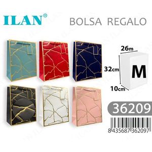 Borsa Regalo ILAN 26x32x10cm Taglia M con Design a Motivo Craquelé per Regali - Product Image 1