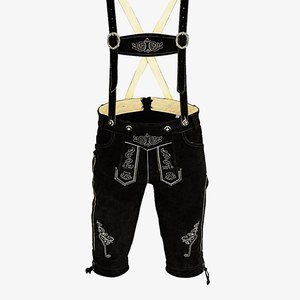 Lederhosen Negros para Hombre, Auténticos de Cuero Bávaro, Tallas Europeas del 46 al 62 - Product Image 1