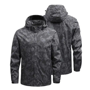 Veste coupe-vent pour homme, écologique, col montant, coupe régulière, en soie/coton, color block, vêtement d'extérieur pour l'hiver - Product Image 1