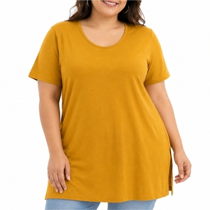 Kaos Katun Wanita Ukuran Besar Model Panjang, Ramah Lingkungan, Bernapas, Lembut, Nyaman, Kasual, Untuk Sehari-hari - Product Image 1