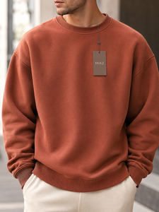 MIAZ Men's <b>Black</b> Crew Neck <b>Sweatshirt</b> Regular Fit Minimalist Casual Pullover Knitted Cotton Winter Wear Anti-shrink Quick Dry - Product Image 5
