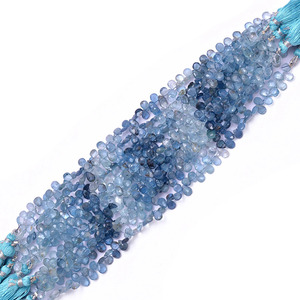 AAA+ Aquamarine 6x4mm Faceted Pear Briolette <b>Beads</b> Natural Multi Offiki Aquamarine Semiprecious Gemstone <b>Loose</b> <b>Beads</b> For Jewelry - Product Image 2