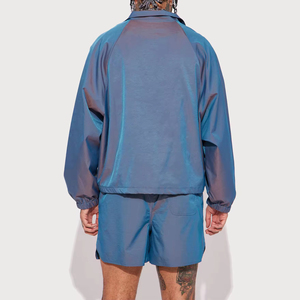 <b>Men's</b> Sporty Tracksuit Full Sleeve Quarter-<b>Zip</b> Lightweight Polyester Loose Fit <b>Shorts</b> With Drawstring Waist And Side <b>Pockets</b> - Product Image 5