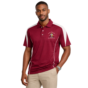 Polo DriFit Kappa Alpha Psi avec armoiries, vêtements de fraternité grecque Krimson and Kream, coupe athlétique et confort tout au long de la journée - Product Image 1