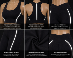 Ensemble de yoga réfléchissant pour femmes : Leggings taille haute et brassière de sport pour la course nocturne, la gym et le fitness – Vêtements de sport OEM en gros - Product Image 5