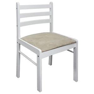 Ensemble de 2 chaises de salle à manger blanches en bois massif et polyester, taille standard - Product Image 4