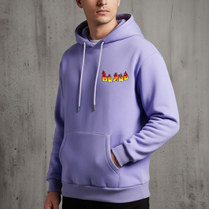 Sudadera con capucha de invierno para hombre, 100% algodón, estilo hip hop, cálida, holgada, con hombros caídos, de forro polar lavado a la piedra, bordada y hecha a medida. - Product Image 5