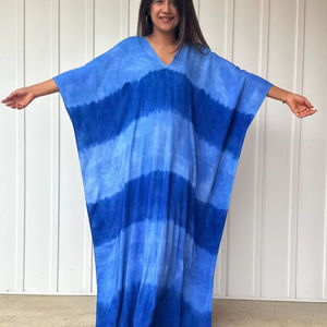 Indigo Natural Dyed Kaftan I 16 Maxi <b>Dress</b> Resort Lounge Wear Beach Party <b>Cocktail</b> <b>Dress</b> - Product Image 1