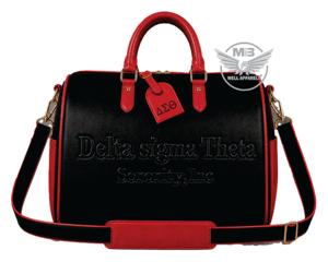 Nuevo Diseño Personalizado Delta Sigma Theta 1913, Bolsa de Viaje de Fin de Semana de Lujo, Duradera, Roja y Negra, de Cuero PU y Poliéster, con Cierre de Cremallera en Relieve - Product Image 1