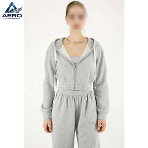 Newest Style Women Hoodies Tracksuits <b>Sets</b> Best Quality Product In Gray Color Plus Size Ladies Gym Crop Tracksuits - Product Image 6