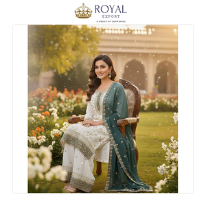 Nouvelle collection de costumes Sharara tendance en faux georgette lourd avec broderies pour mariage, en vente - Product Image 6